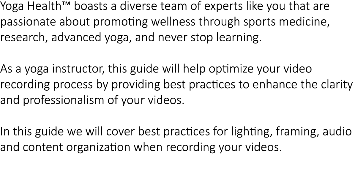 Yoga Health™ boasts a diverse team of experts like you that are passionate about promoting wellness through sports me...